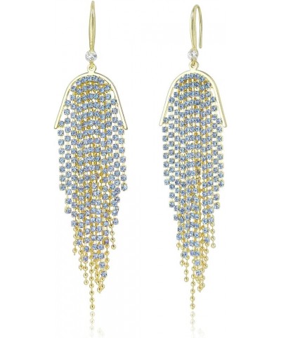 Simulated Diamonds Chandelier Earrings Rhinestone Statement Earrings Gold Dangle Earrings for Women Prom blue $9.41 Earrings