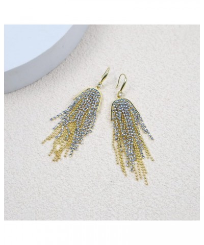 Simulated Diamonds Chandelier Earrings Rhinestone Statement Earrings Gold Dangle Earrings for Women Prom blue $9.41 Earrings