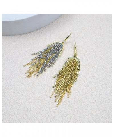 Simulated Diamonds Chandelier Earrings Rhinestone Statement Earrings Gold Dangle Earrings for Women Prom blue $9.41 Earrings