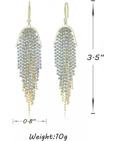 Simulated Diamonds Chandelier Earrings Rhinestone Statement Earrings Gold Dangle Earrings for Women Prom blue $9.41 Earrings