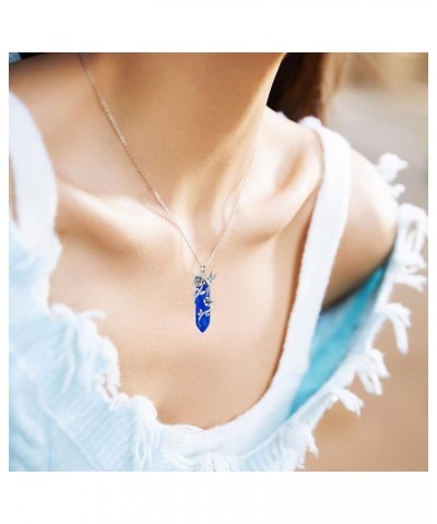 Hummingbird Necklace 925 Sterling Silver Hummingbird Pendant Birthstone Quartz Jewelry Gift for Women Girls Mom Sep-09 $20.40...