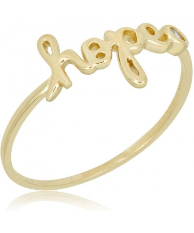 10K Yellow Gold LOVE HOPE Ring with Bezel Simulated Diamond CZ HOPE - Size 7 $48.00 Rings