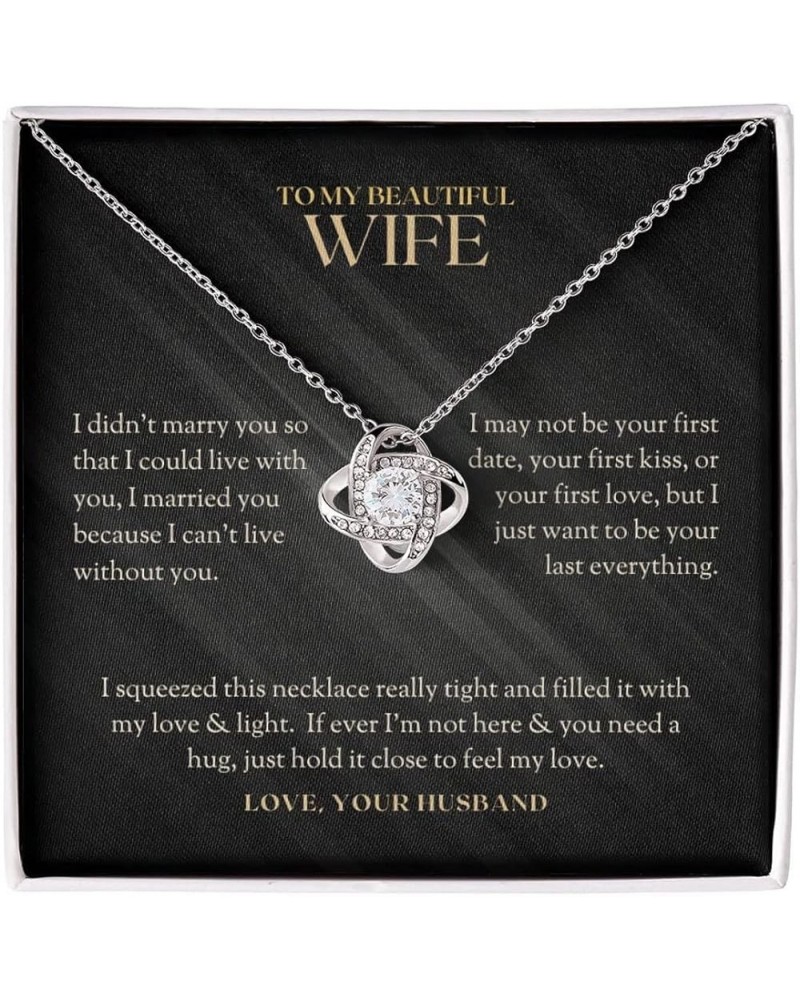 To My Beautiful Wife Necklace From Husband, Romantic Wife Jewelry, Love Knot Necklace Gifts For Wife From Husband, Christmas ...