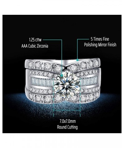 2.3Ct 18k White Gold Wedding Ring Sets for Him and Her Women Men Titanium Stainless Steel Bands Cz Couple Rings Womens Size 7...