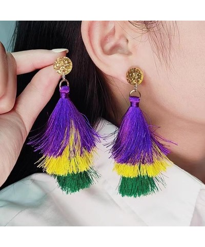 Mardi Gras Earrings for Women, Carnival Theme Mask Feather Lobster Modelling Earrings for Girls,Acrylic Mardi Gras Tassel Dan...