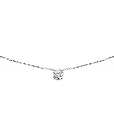 Sterling Silver Round-cut Cubic Zirconia Solitaire Choker Necklace, 3 Metal Options Sterling Silver $13.17 Necklaces