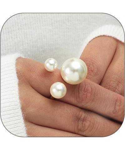 Pearl Ring for Women Statement Stacking Joint Finger Rings Open Adjustable Pearl Ring Boho Geometric Knuckle Ring for Fashion...