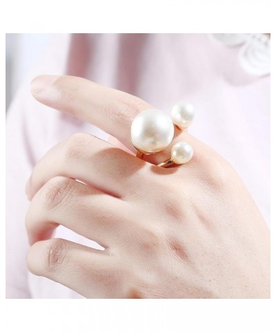 Pearl Ring for Women Statement Stacking Joint Finger Rings Open Adjustable Pearl Ring Boho Geometric Knuckle Ring for Fashion...