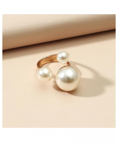 Pearl Ring for Women Statement Stacking Joint Finger Rings Open Adjustable Pearl Ring Boho Geometric Knuckle Ring for Fashion...