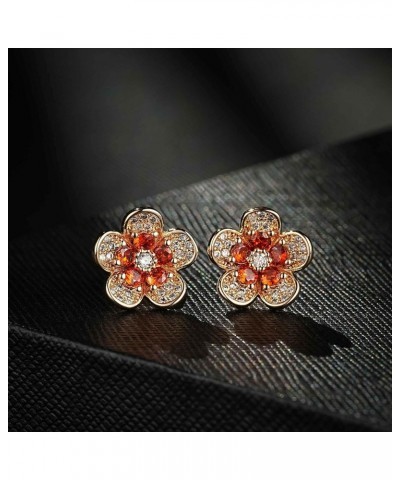 Austrian Crystal Flower Stud Earrings for Women 925 Sterling Silver Hypoallergenic Fashion Jewelry Red Main Crystal $13.43 Ea...