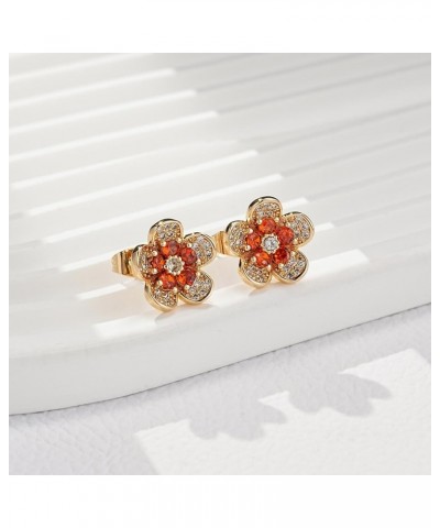 Austrian Crystal Flower Stud Earrings for Women 925 Sterling Silver Hypoallergenic Fashion Jewelry Red Main Crystal $13.43 Ea...