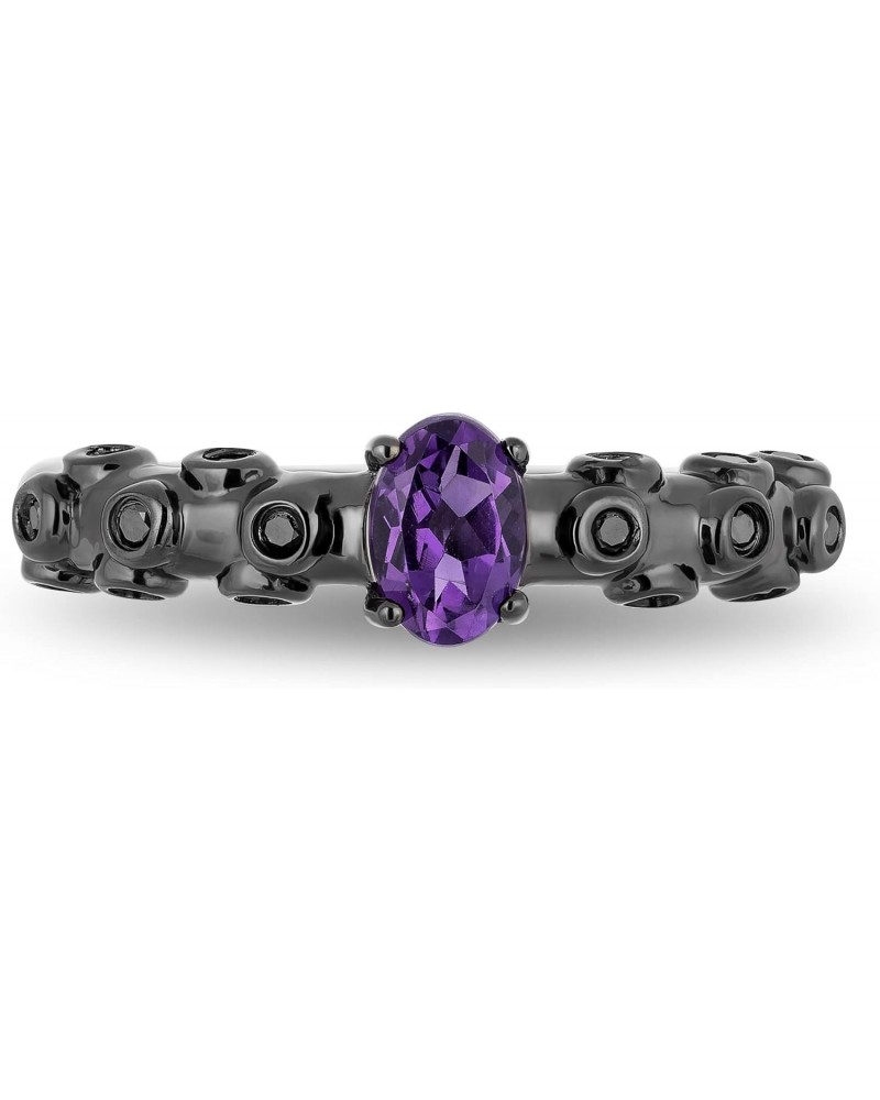 Enchanted Disney Fine Jewelry Sterling Silver With Black Rhodium 1/10 Cttw And Amethyst Ursula Ring $75.90 Rings