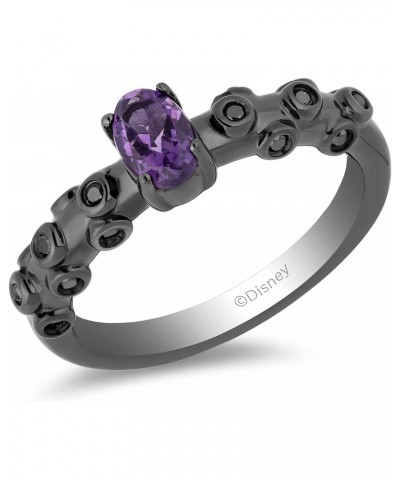 Enchanted Disney Fine Jewelry Sterling Silver With Black Rhodium 1/10 Cttw And Amethyst Ursula Ring $75.90 Rings