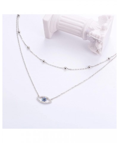 Layered Necklaces for Women S925 Sterling Silver Chokers Necklace for Women Circle/Heart/Double Circle/Cross/Star/Evil Eye Ne...