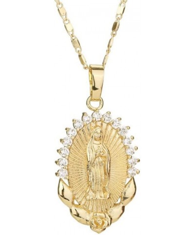 Virgin Mary Necklace Miracle Medal Necklace Stainless Steel Coin Virgin Mary Pendant for Women Religion Jewelry Style04-gold0...