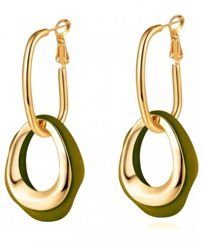 Dangle Earrings 18k Gold Plated S925 Silver Post Lightweight Drop Earring For Elegant Women Girls Gift drop green $10.00 Earr...