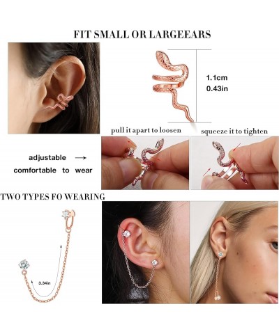 16 Pcs Ear Cuff Earrings for Women Cuff Chain Earrings Helix Cartilage Cuff Earring Non Piercing Earring Rosegold Plated $9.8...