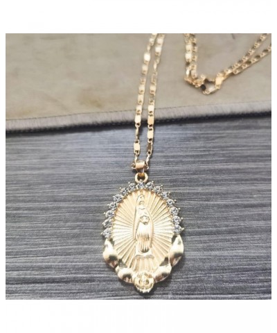 Virgin Mary Necklace Miracle Medal Necklace Stainless Steel Coin Virgin Mary Pendant for Women Religion Jewelry Style04-gold0...