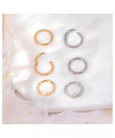 Nose Rings Hoops Septum Rings 16g Nose Piercings Jewelry 316L Surgical Steel Conch Rook Helix Piercing Jewelry CZ Cartilage H...