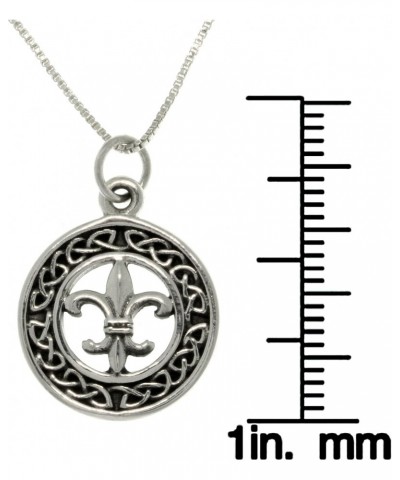 Sterling Silver Celtic Fleur De Lis Charm on 18 Inch Box Chain Necklace $23.52 Necklaces