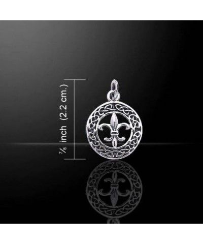 Sterling Silver Celtic Fleur De Lis Charm on 18 Inch Box Chain Necklace $23.52 Necklaces