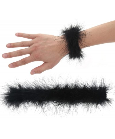 Women'S Feather Cuffs For Wrist,2PCS Feather Slap Bracelet Cuffs,Fluffy Handcuffs Party Decoration Accessory black $12.29 Bra...