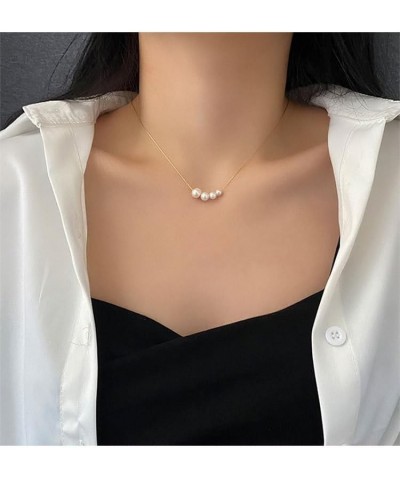 White Freshwater Pearl Necklace for Women Girls Dainty Pearl Choker Necklace for Bridal Bridesmaid 18K Gold Plated Pearl Pend...