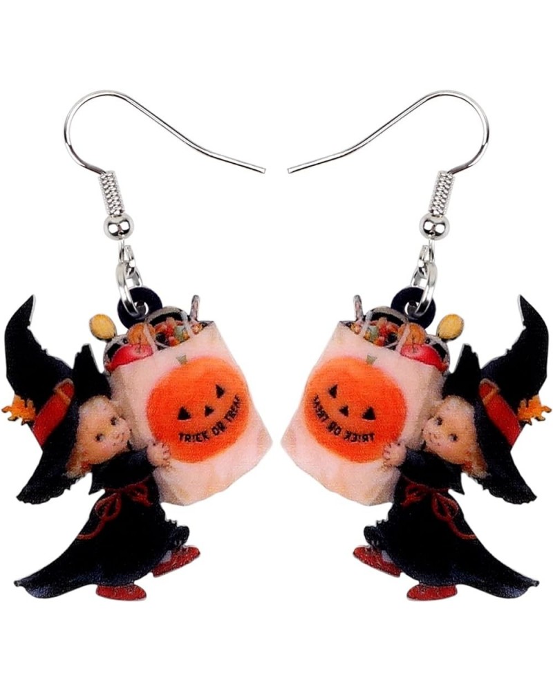 Cute Acrylic Halloween Witch Pumpkin Earrings Big Long Dangle Drop For Women Girl Festival Jewelry Gifts Charm Candy $6.71 Ea...