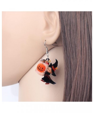 Cute Acrylic Halloween Witch Pumpkin Earrings Big Long Dangle Drop For Women Girl Festival Jewelry Gifts Charm Candy $6.71 Ea...