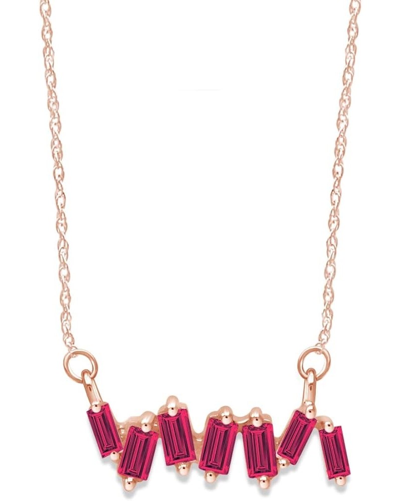 Jewel Zone US Baguette Cut Mini Bar Pendant in 14K Rose Gold Over Sterling Silver Simulated Ruby $20.15 Pendants