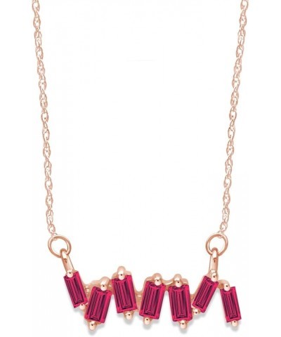 Jewel Zone US Baguette Cut Mini Bar Pendant in 14K Rose Gold Over Sterling Silver Simulated Ruby $20.15 Pendants