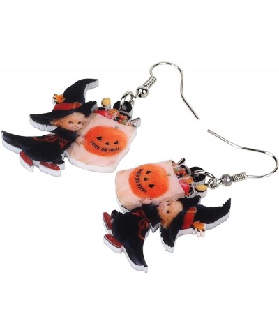 Cute Acrylic Halloween Witch Pumpkin Earrings Big Long Dangle Drop For Women Girl Festival Jewelry Gifts Charm Candy $6.71 Ea...