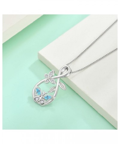 Infinity Butterfly Pendant Necklace 925 Sterling Silver Birthstone Jewelry Gift for Women Aquamarine $29.14 Necklaces