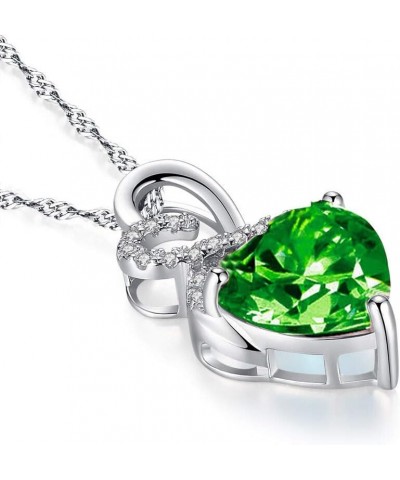 Lab-Created Green Emerald Gemstone May Birthstone Heart and Diamond Accent Pendant Necklace Charm in 925 Sterling Silver $71....