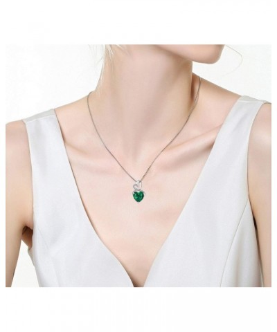 Lab-Created Green Emerald Gemstone May Birthstone Heart and Diamond Accent Pendant Necklace Charm in 925 Sterling Silver $71....