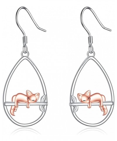 Animal Earrings Sterling Silver Cute Animal Dangle Drop Earrings Jewelry Gifts for Women Girls Fox $17.59 Earrings