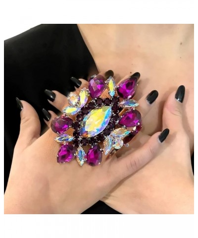 Purple Oversize Rhinestone Statement Rings for Drag Queen Wedding Crystal Finger Ring Costume Jewelry A- Purple $10.32 Rings