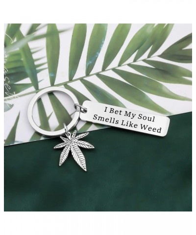 Marijuana Jewelry 420 Gift I Bet My Soul Smells Like Weed Keychain Weed Cannabis Sayings Gift Marijuana Key ring I Bet My Sou...