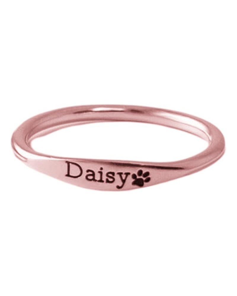 Personalized 925 Sterling Silver Pet Name Ring Custom Dog Cat Paw Jewelry Engravable Name Band Rose Gold $19.31 Rings