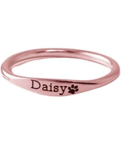 Personalized 925 Sterling Silver Pet Name Ring Custom Dog Cat Paw Jewelry Engravable Name Band Rose Gold $19.31 Rings