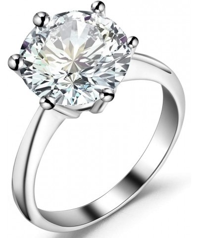 Stainless Steel 1 to 4 Carat Cubic Zircon Simulated Diamond Solitaire Wedding Engagement Ring 4 Carat $7.53 Rings