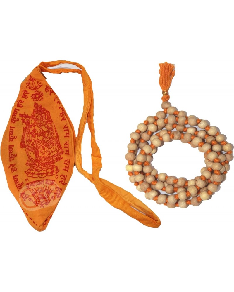 Gaumukhi Japa Mala Bag & Hare Rama Hare Krishna Tulsi Holy Basil Japa Mala 108+1 Beads Original for Daily Mantra Jaap, Bead S...