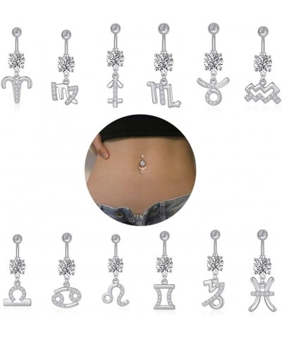 Dangle Belly Button Rings 316L Surgical Steel Belly Rings,14G Butterfly Belly Button Ring Dangling CZ Belly Screw Navel Barbe...