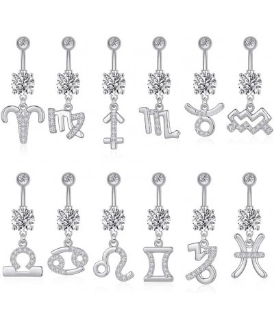 Dangle Belly Button Rings 316L Surgical Steel Belly Rings,14G Butterfly Belly Button Ring Dangling CZ Belly Screw Navel Barbe...