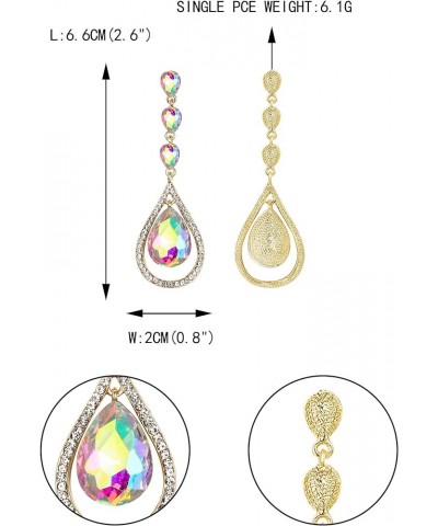 Austrian Crystal Bridal Hollow-out Teardrop Pierced Dangle Earrings Iridescent Gold-Tone $13.91 Earrings