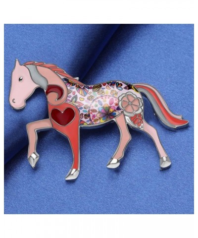 Dainty Floral Enamel Pony Horse Brooch Pins Scarf Lapel Clothes Decoration for Women Girls Jewelry Gifts Pink $8.31 Brooches ...