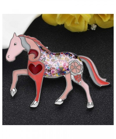 Dainty Floral Enamel Pony Horse Brooch Pins Scarf Lapel Clothes Decoration for Women Girls Jewelry Gifts Pink $8.31 Brooches ...