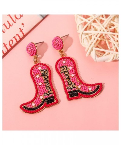 Western Cowgirl Earrings, Beaded Cowboy Boot Earrings for Women Handmade Cowgirl Howdy YEEHAW Drop Dangle Earrings Party Jewe...