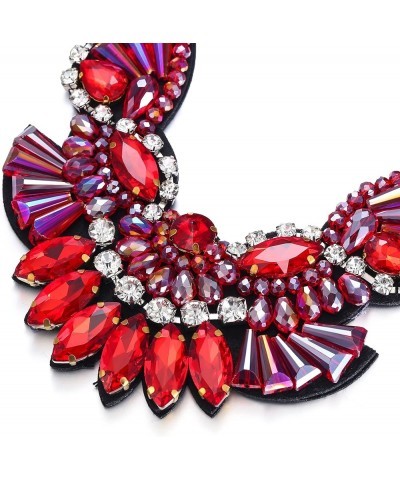 Chunky Statement Collar Necklace, Rhinestone Crystal Vintage Costume Necklace for Women Girls Red $15.64 Necklaces