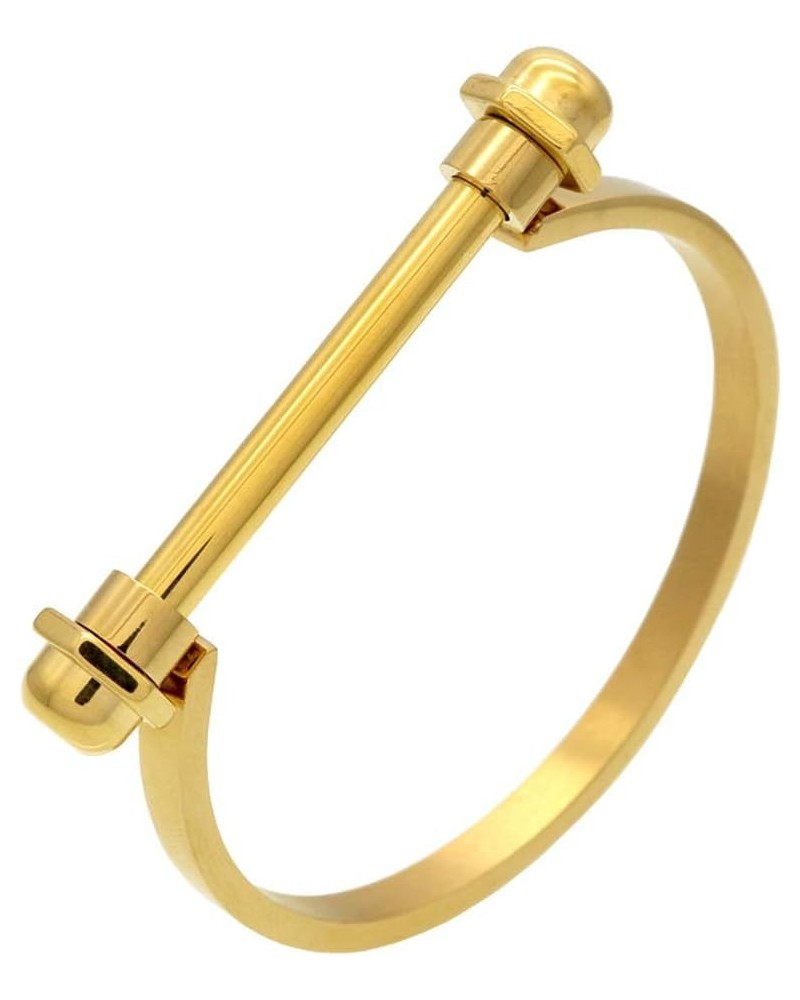 Globalwells Stainless Steel D Shape Bar Bracelet Screw Shackle Horseshoe Novelty Fashion Bangle Cuff, Unisex Gold(women) $13....